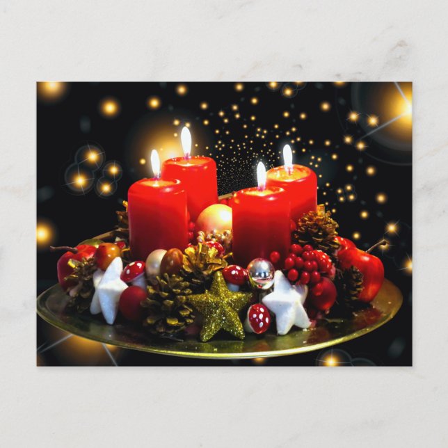 Christmas Candle Wreath Decoration Postcard (Front)