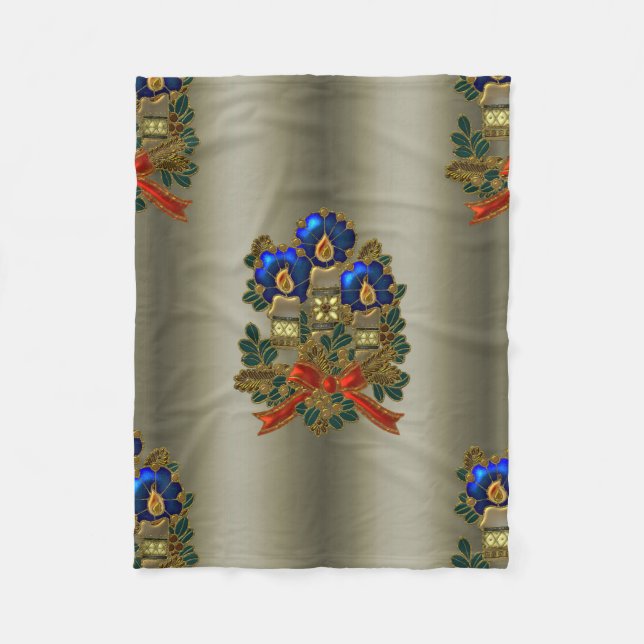 Christmas Candles and Wreath Fleece Blanket (Front)