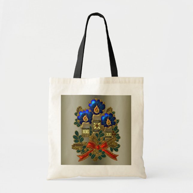 Christmas Candles and Wreath Tote Bag (Front)