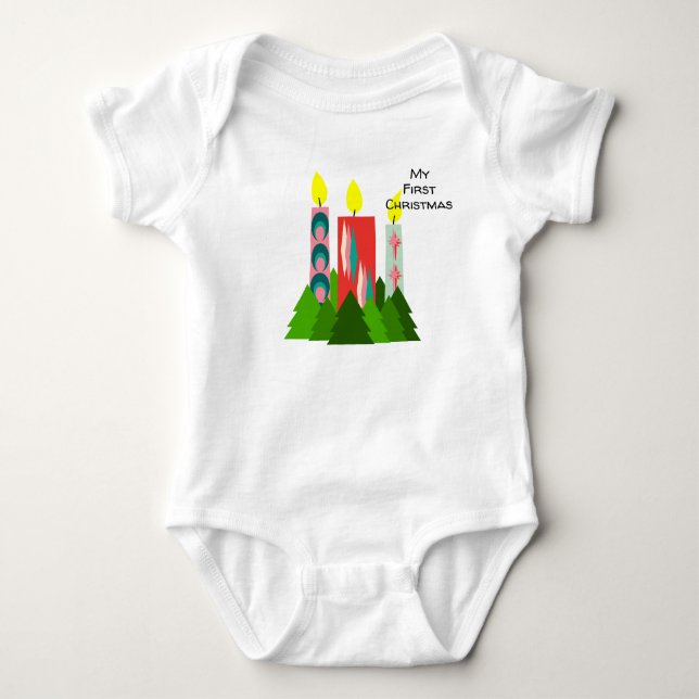 Christmas Candles  Baby Bodysuit (Front)