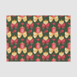 Christmas Candles, Berries and Ribbons Tissue Paper