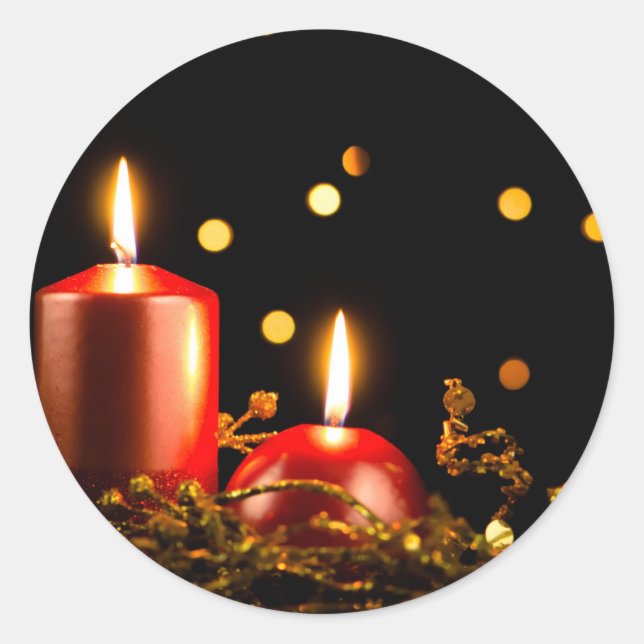 Christmas candles classic round sticker (Front)