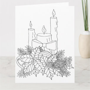 Christmas Candles Color-it-Yourself Card