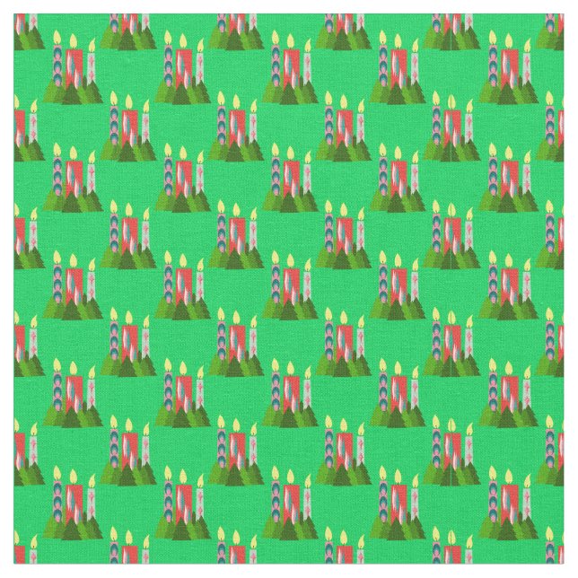 Christmas Candles  Fabric (Close Up)