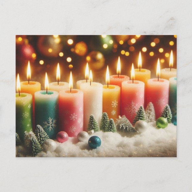 Christmas candles holiday postcard (Front)