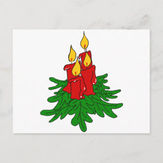 christmas candles holiday postcard