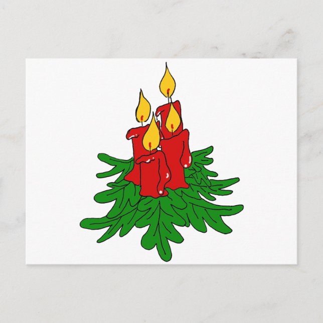 christmas candles holiday postcard (Front)