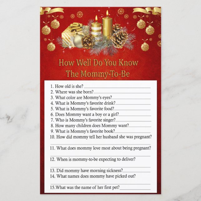 Christmas candles how well do you know baby shower (Front)