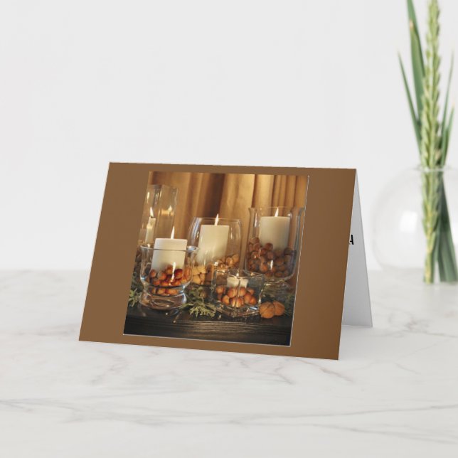 CHRISTMAS CANDLES ILLUMINATED FIREPLACE MANTLE HOLIDAY CARD (Front)