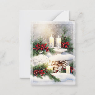 Christmas candles in snow budget mini card