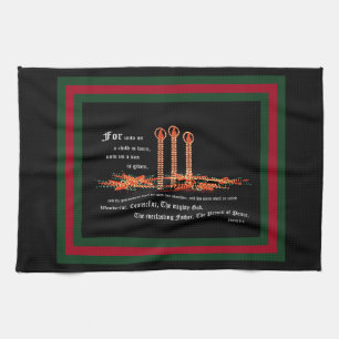 Christmas Candles, Isaiah 9:6 Tea Towel