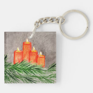 Christmas Candles Key Ring
