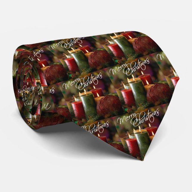 Christmas Candles Men's Tie (Rolled)