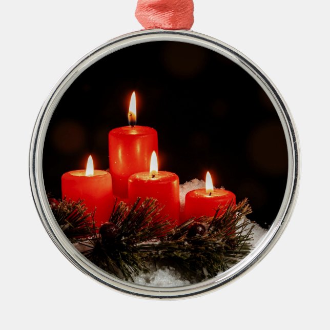 Christmas Candles Metal Tree Decoration (Front)