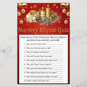 Christmas candles Nursery Rhyme Quiz baby shower