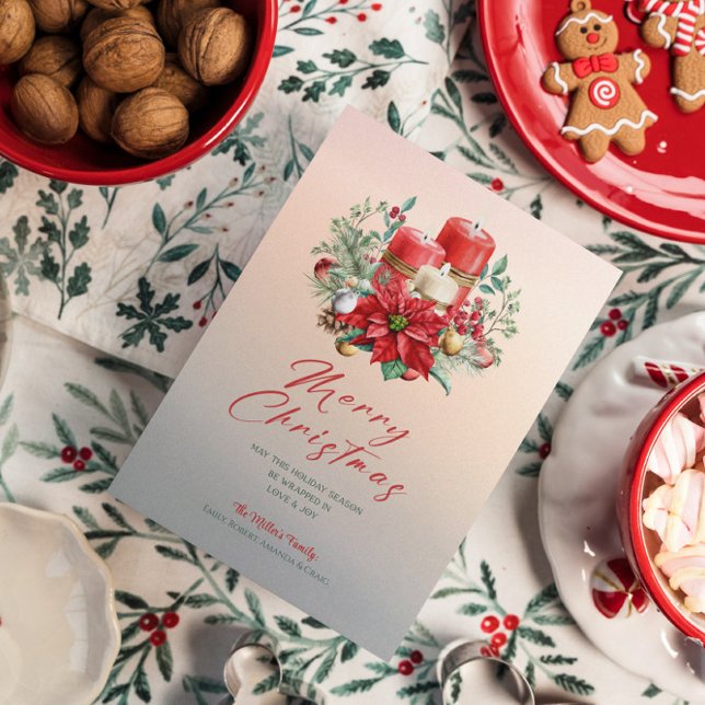 Christmas Candles & Poinsettia Bouquet Invitation (Creator Uploaded)