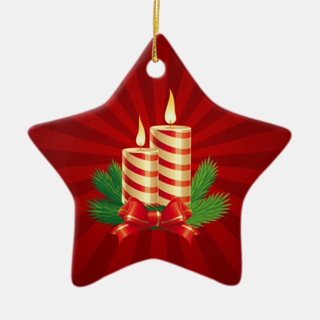 Christmas Candles Red Green ornament (Front)