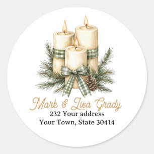 Christmas Candles Return Address Classic Round Sticker