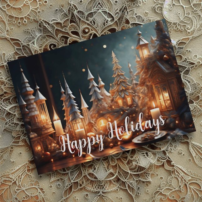 Christmas Candles Village Grey Tablescape Card (Creator Uploaded)