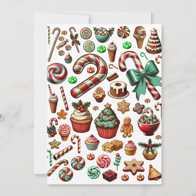 Christmas Candy And Sweet treats clipart  Holiday Card (Front)