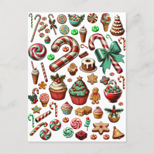 Christmas Candy And Sweet treats clipart  Postcard