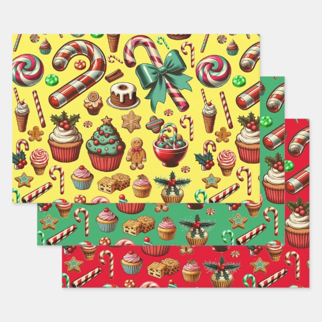 Christmas Candy And Sweet treats clipart  Wrapping Paper Sheet (Set)