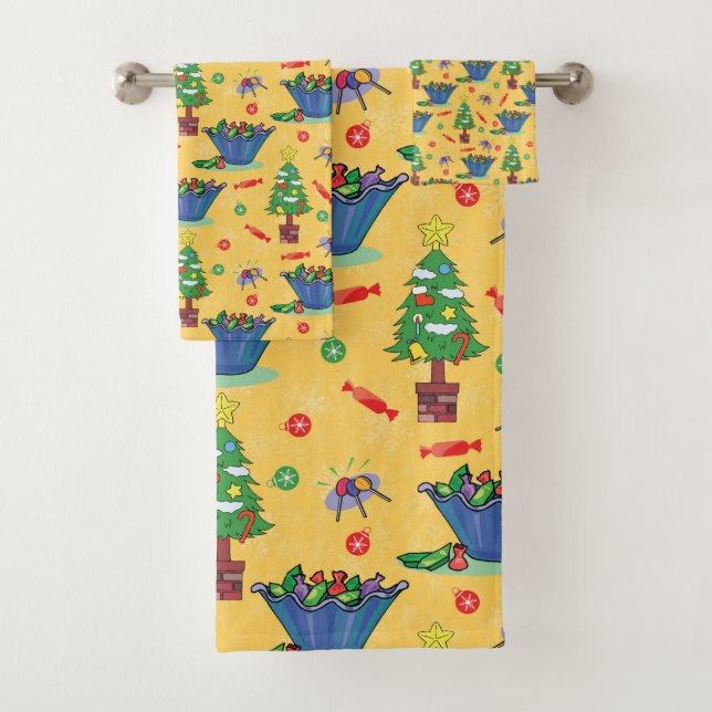 Christmas candy bath towel set (Insitu)
