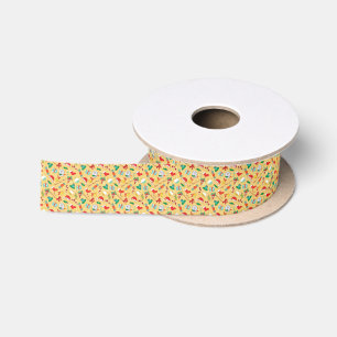 Christmas candy,bells and santa hat satin ribbon