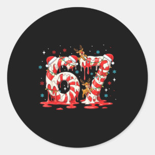 Christmas Candy Cane 67 Meme Six Seven Funny Boys  Classic Round Sticker