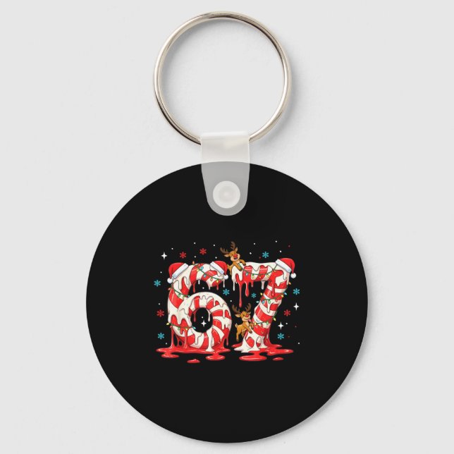 Christmas Candy Cane 67 Meme Six Seven Funny Boys  Key Ring (Front)