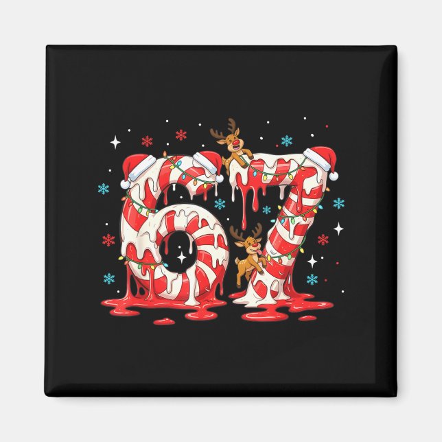 Christmas Candy Cane 67 Meme Six Seven Funny Boys  Magnet (Front)
