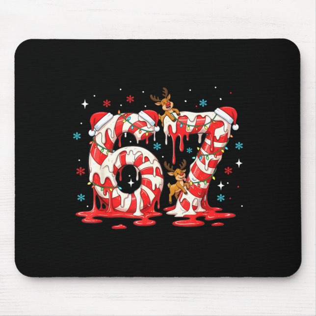 Christmas Candy Cane 67 Meme Six Seven Funny Boys  Mouse Mat (Front)