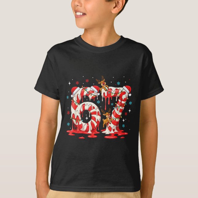 Christmas Candy Cane 67 Meme Six Seven Funny Boys  T-Shirt (Front)