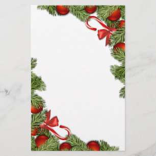 Christmas candy cane and tree detail stationary stationery