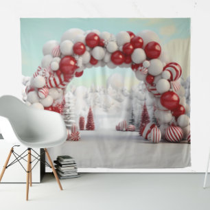 Christmas Candy Cane Balloon Arch Tapestry