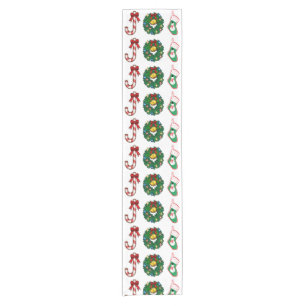 Christmas Candy cane Bells wreath Snowman Sock JOY Short Table Runner