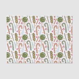 Christmas Candy Cane, Berries and Sweets Tissue Paper