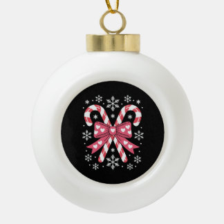Christmas Candy Cane Bow Heart Snowflake Holiday Ceramic Ball Christmas Ornament