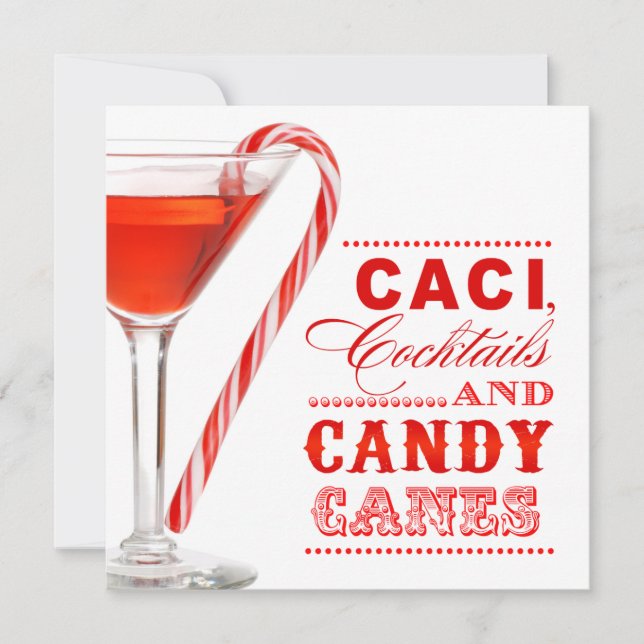 Christmas Candy Cane Cocktail Party Invitation (Front)