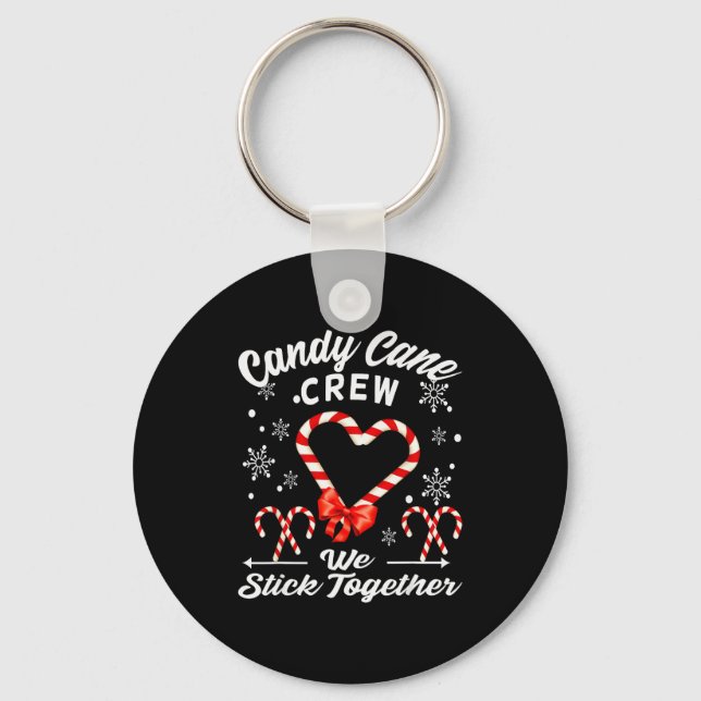 Christmas Candy Cane Crew 2025 Heart Holiday Famil Key Ring (Front)