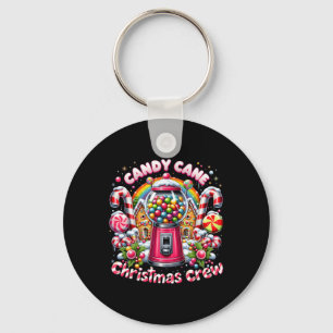 Christmas Candy Cane Crew House Candy Security Can Key Ring