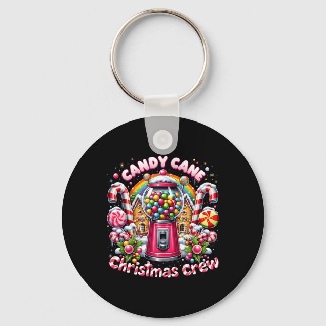 Christmas Candy Cane Crew House Candy Security Can Key Ring (Front)