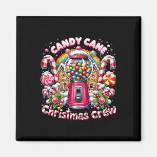 Christmas Candy Cane Crew House Candy Security Can Magnet