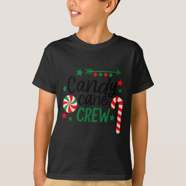 Christmas Candy Cane Crew Shirt Women Girls Boys K (Front)