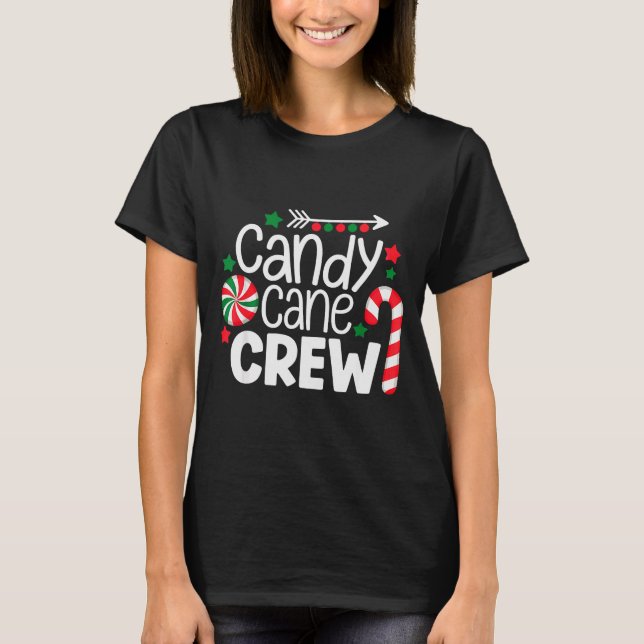 Christmas Candy Cane Crew Shirt Women Girls Boys K (Front)