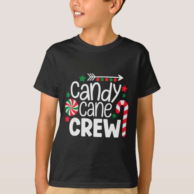 Christmas Candy Cane Crew Shirt Women Girls Boys K (Front)