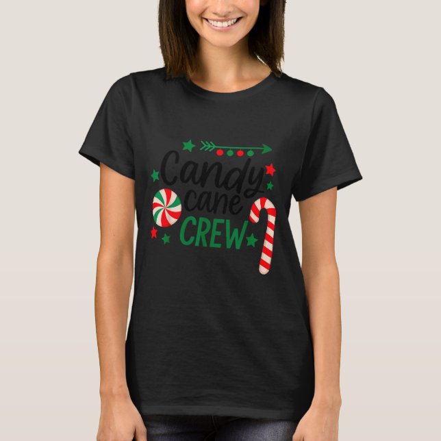 Christmas Candy Cane Crew Shirt Women Girls Boys K (Front)