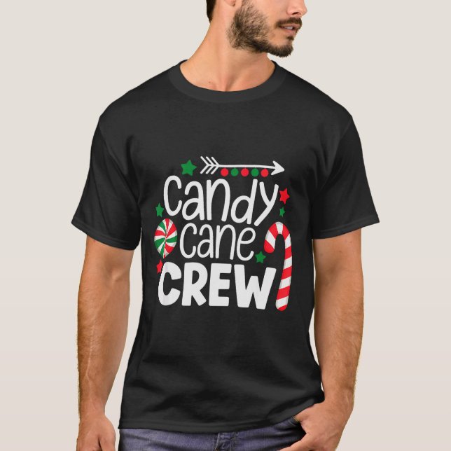 Christmas Candy Cane Crew Shirt Women Girls Boys K (Front)