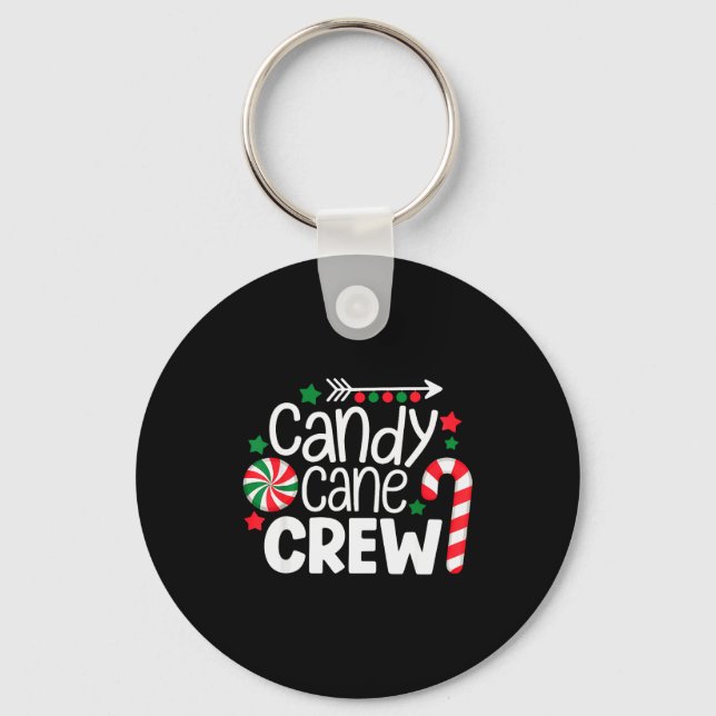 Christmas Candy Cane Crew Shirt Women Girls Boys K Key Ring (Front)