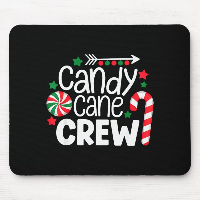 Christmas Candy Cane Crew Shirt Women Girls Boys K Mouse Mat (Front)